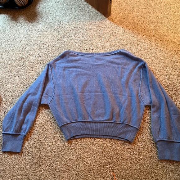 Blue Free People Cropped Cashmere Sweater - Picture 2 of 3